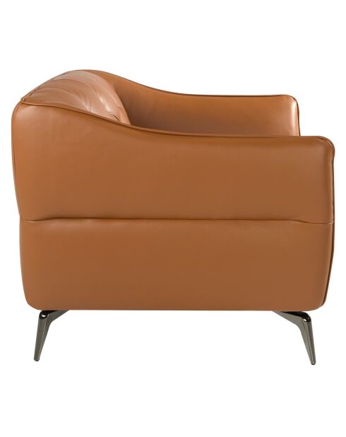 Fauteuil en cuir avec dossier matelassé brun/acier - 103x95x77 cm