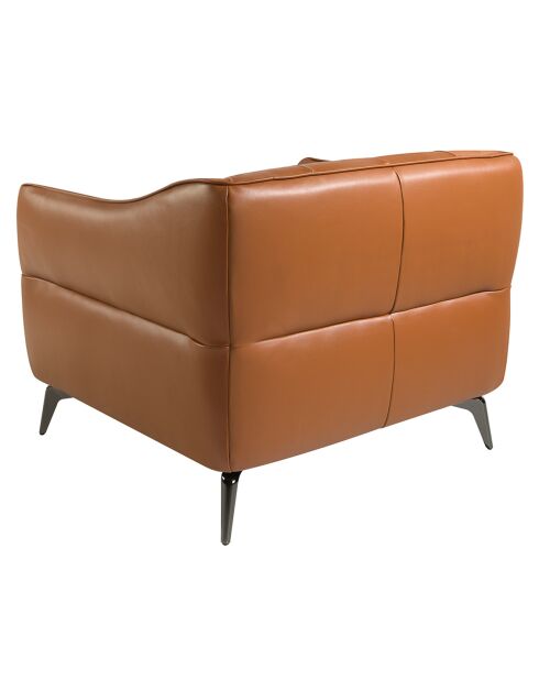 Fauteuil en cuir avec dossier matelassé brun/acier - 103x95x77 cm
