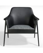 Fauteuil tissu et simili cuir noir/gris/noir mat - 80x72x79 cm