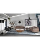 Fauteuil tissu et simili cuir noir/gris/noir mat - 80x72x79 cm