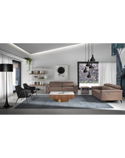Fauteuil tissu et simili cuir noir/gris/noir mat - 80x72x79 cm