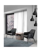 Fauteuil tissu et simili cuir noir/gris/noir mat - 80x72x79 cm