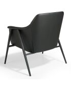 Fauteuil tissu et simili cuir noir/gris/noir mat - 80x72x79 cm