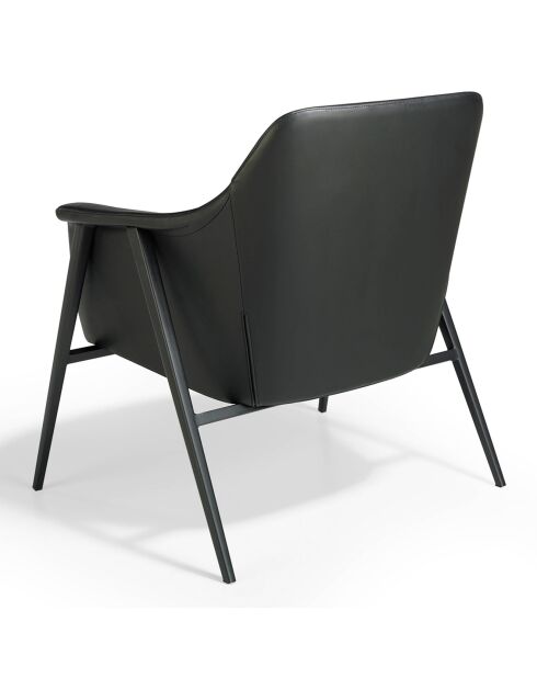 Fauteuil tissu et simili cuir noir/gris/noir mat - 80x72x79 cm