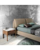 Table de chevet avec plateau effet marbre noyer/blanc/gris/cuivre - 55x40x44 cm