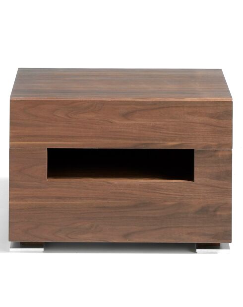 Comodino con 2 cassetti e illuminazione interna in noce - 58x38x41 cm