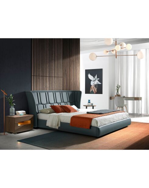 Comodino con 2 cassetti e illuminazione interna in noce - 58x38x41 cm