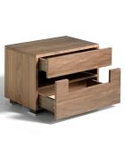 Table de chevet 2 tiroirs et éclairage intérieur noyer - 58x38x41 cm