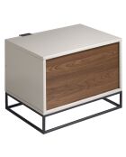 Table de chevet laqué 2 tiroirs gris perle/noir - 55x41x41 cm