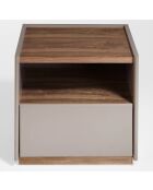 Table de chevet laqué noyer/vison - 50x45x45 cm