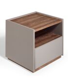 Table de chevet laqué noyer/vison - 50x45x45 cm