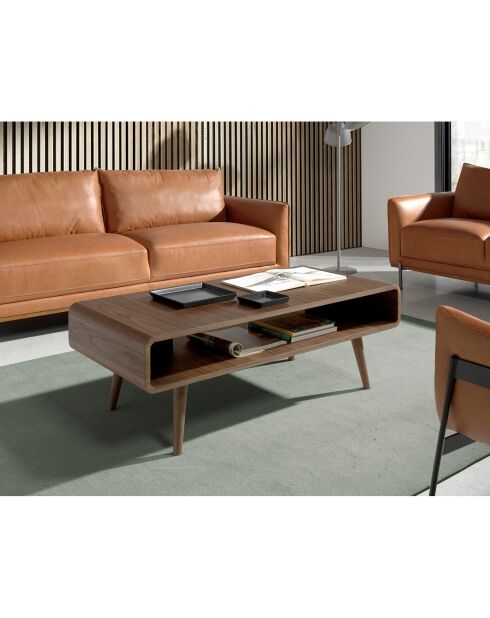 Table basse avec porte-revue noyer - 120x60x43 cm