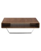 Table basse en bois plaqué sur pieds en acier inoxydable noyer/argenté - 120x60x36 cm