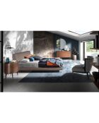 Table de chevet ovale avec 2 tiroirs noyer/noir - 60x42x60 cm