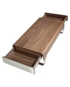 Table basse 2 tiroirs avec plateau en verre poli noyer/argenté - 120x70x34 cm