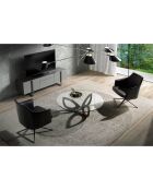 Table basse avec plateau en verre trempé transparent/noyer - 120x120x38 cm