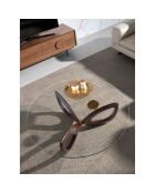 Table basse avec plateau en verre trempé transparent/noyer - 120x120x38 cm