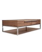 Table basse 2 tiroirs noyer/acier - 120x70x37 cm