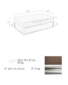 Table basse 2 tiroirs noyer/acier - 120x70x37 cm