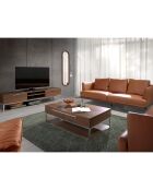 Table basse 2 tiroirs noyer/acier - 120x70x37 cm