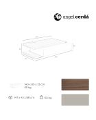 Table basse avec tiroir central verre/noyer/gris - 140x80x33 cm