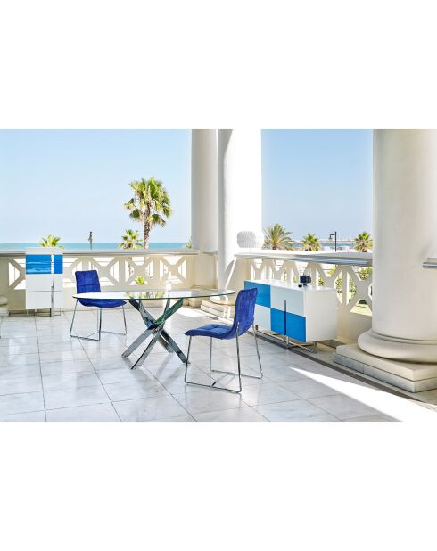 Esstisch mit transparenter/silberner Platte aus gehärtetem Glas - D.110x75 cm