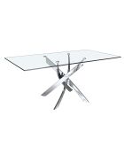 Table à manger avec plateau en verre transparent/argenté - 140x95x75 cm
