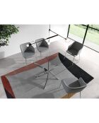 Table à manger avec plateau en verre transparent/argenté - 140x95x75 cm