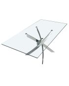 Table à manger avec plateau en verre transparent/argenté - 140x95x75 cm