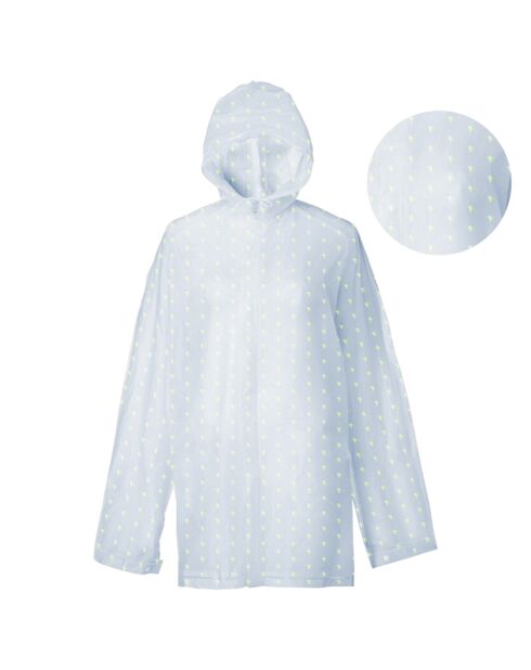 Faltbares und kompaktes transparentes Regencape für Erwachsene