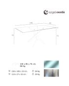 Table à manger avec plateau en verre transparent/argenté - 140x95x75 cm