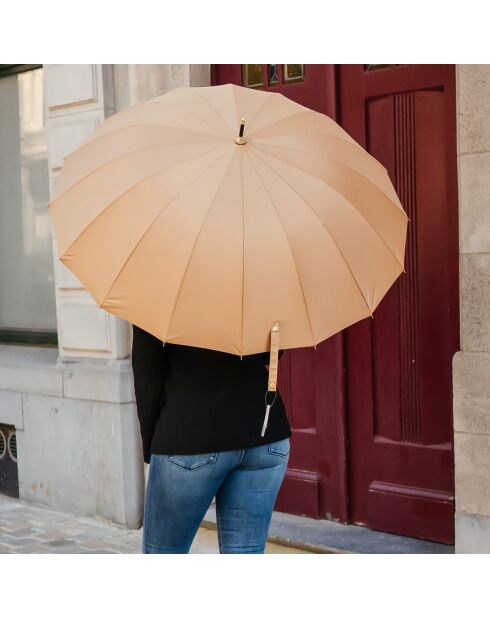 Parapluie pagode avec bordure detaillé camel