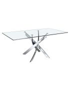 Table à manger avec plateau en verre transparent/argenté - 160x95x75 cm