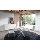 Table de salle à manger avec plateau en verre trempé transparent/argenté - D.130x75 cm