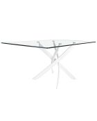 Table de salle à manger avec plateau en verre trempé 6 places transparent/blanc - 150x95x75 cm