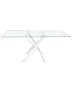 Table de salle à manger avec plateau en verre trempé 8 places transparent/blanc - 180x95x75 cm