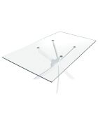Table de salle à manger avec plateau en verre trempé 8 places transparent/blanc - 180x95x75 cm