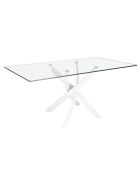 Table de salle à manger avec plateau en verre trempé 8 places transparent/blanc - 180x95x75 cm
