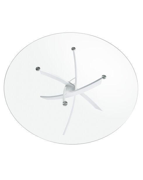 Table de salle à manger avec plateau en verre trempé 6 places transparent/blanc - D.130x75 cm