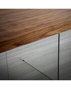 Table de salle à manger avec pieds en verre trempé noyer/transparent - 200x100x75 cm