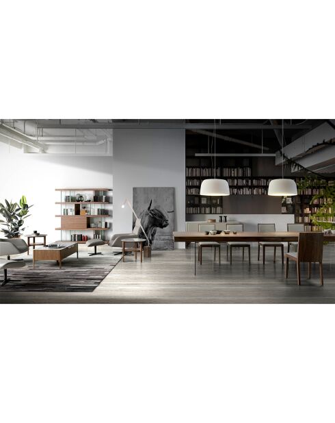 Table de salle à manger avec pieds en verre trempé noyer/transparent - 200x100x75 cm