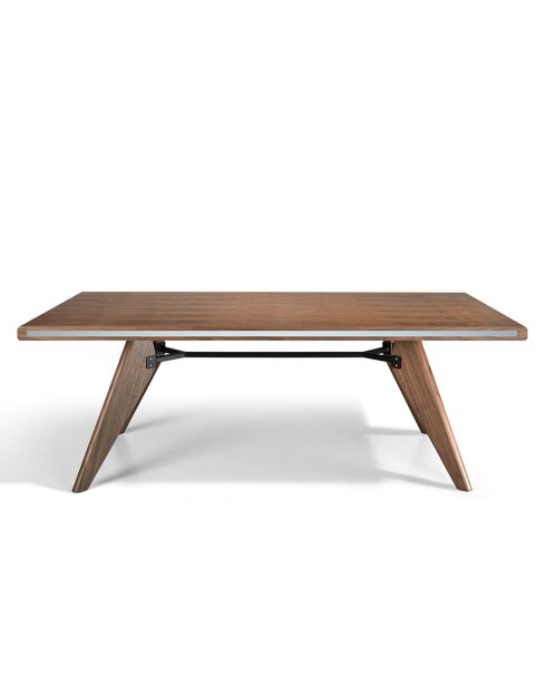 Table de salle à manger en bois plaqué noyer - 220x110x76 cm