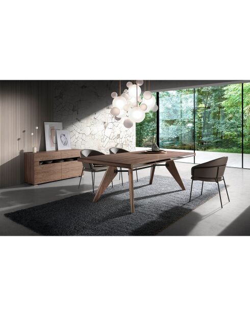 Table de salle à manger en bois plaqué noyer - 220x110x76 cm