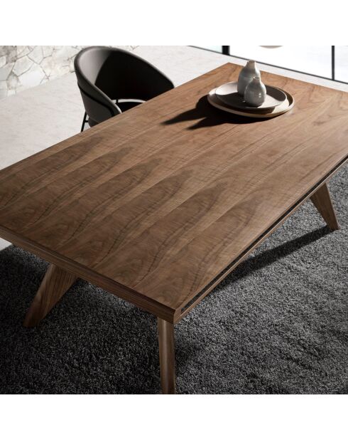 Table de salle à manger en bois plaqué noyer - 220x110x76 cm