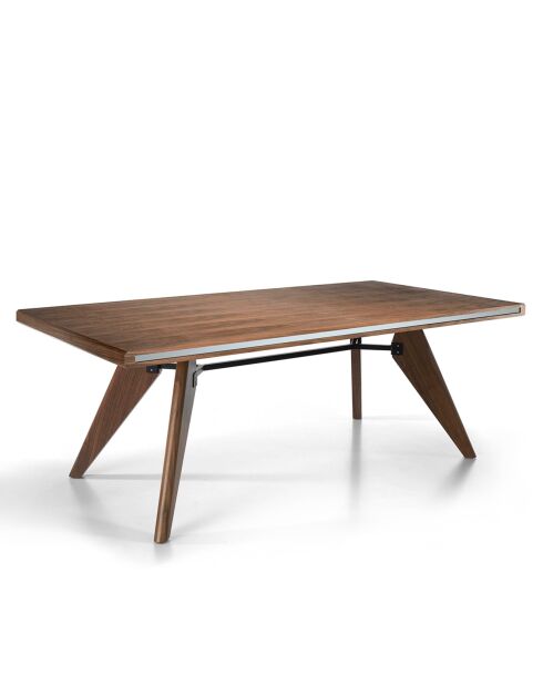 Table de salle à manger en bois plaqué noyer - 220x110x76 cm
