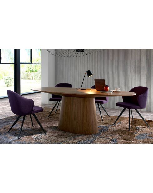 Table à manger ovale noyer plaqué noyer - 220x110x76 cm