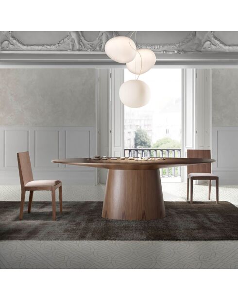 Ovale eettafel met walnootfineer - 220x110x76 cm