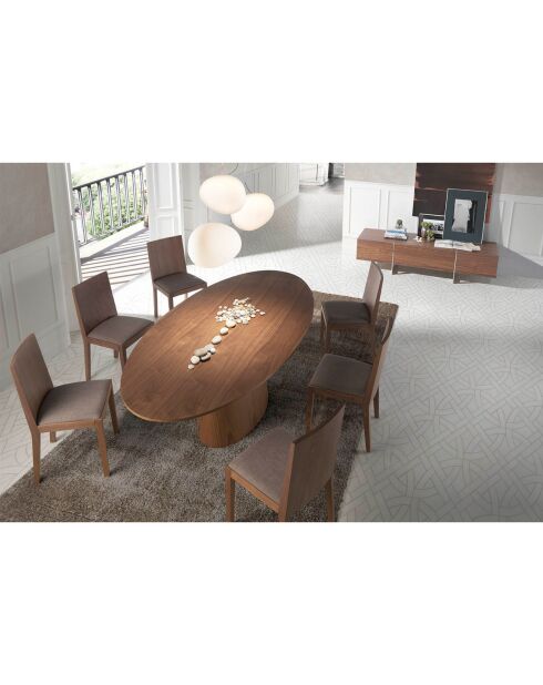 Table à manger ovale noyer plaqué noyer - 220x110x76 cm