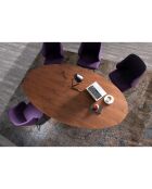 Table à manger ovale noyer plaqué noyer - 220x110x76 cm