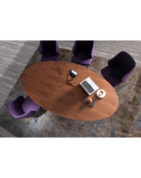 Table à manger ovale noyer plaqué noyer - 220x110x76 cm